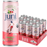 JUNI lata frontal Cherry Lime con etiqueta visible y atractivo sabor