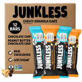 Junkless frente del empaque mostrando variedad y beneficios nutricionales