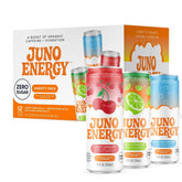JUNO ENERGY lata frontal mostrando diseño y beneficios refrescantes