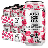 Just Ice Tea vista frontal del pack mostrando latas y etiqueta clara