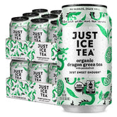 Just Ice Tea lata frontal mostrando diseño y tamaño práctico