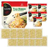 KA-ME paquete frontal mostrando fideos Thai Ribbon y conveniencia
