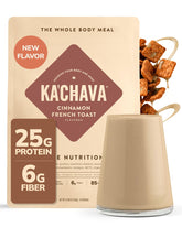 Ka'Chava bote frontal sabor Cinnamon French Toast mostrando diseño y beneficios