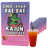 Kajun Cher Bae-Bae empaque frontal mostrando sabor fresa naranja y portabilidad