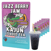 KaJun LOADED TEA frente del empaque mostrando sabor Jazz Berry Jam y atractivo visual