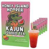 KaJun LOADED TEA frontal del empaque mostrando sabor melocotón sandía y beneficios
