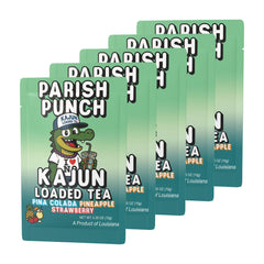 KaJun LOADED TEA sobre Parish Punch en mano ilustra tamaño portátil y práctico