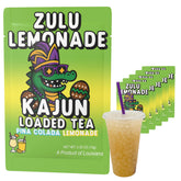 KaJun LOADED TEA frente del empaque mostrando sabor Zulu Lemonade y practicidad