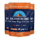 Kalahari Biltong frente del empaque mostrando el producto y conveniencia