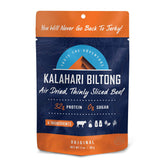 Kalahari Biltong frente del paquete mostrando diseño y cantidad de bolsas