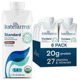 KATE FARMS botella frente chocolate mostrando envase y beneficio energético