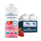 KATE FARMS frente del empaque mostrando fresa y beneficios prácticos