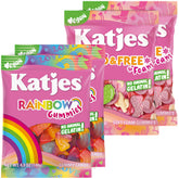 Katjes pack frontal mostrando las cuatro bolsas y colores vibrantes, ideal para fiestas