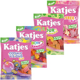Katjes packaging frontal mostrando caja con cuatro sabores y variedad visible