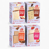 Katz Gluten Free paquete frontal mostrando los cuatro sabores y beneficio práctico