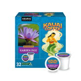 Kauai Coffee frente del pack de 32 cápsulas mostrando conveniencia