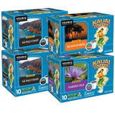 Kauai Coffee frontal del empaque mostrando variedad y conveniencia