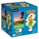 Kauai Coffee paquete de 48 cápsulas K-Cup mostrando el frente y diseño