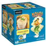 Kauai Coffee paquete frontal mostrando 48 cápsulas y diseño tropical
