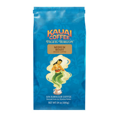 Kauai Coffee vista frontal de la bolsa mostrando la marca y frescura