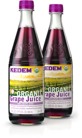 Kedem frente pack de dos botellas 22oz mostrando etiqueta orgánica y beneficios claros