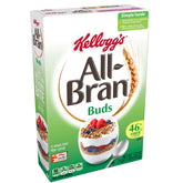 Kellogg's All-Bran Buds frente de caja mostrando la marca y beneficio de fibra