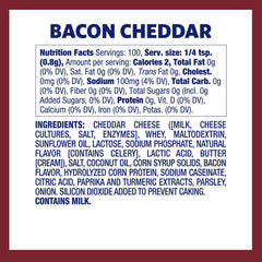 Kernel Season's textura del polvo Bacon Cheddar en primer plano, muestra intensidad
