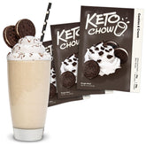Keto Chow empaque frontal mostrando sabor cookies & cream y conveniencia