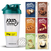 Keto Chow frente del empaque mostrando variedad de sabores y conveniencia