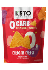 Keto Naturals empaque frontal que destaca 0 carbohidratos netos y sabor cheddar