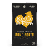 Kettle & Fire envase frontal mostrando 32 oz y etiqueta clara, conveniencia lista para usar