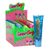 Kidsmania tubo frontal del empaque mostrando tres sabores y portabilidad
