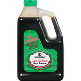 Kikkoman botella frontal 64 oz muestra presentación y ahorro