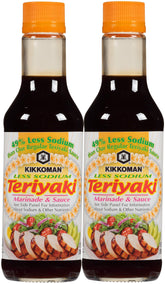 Kikkoman botella frontal mostrando etiqueta y ahorro de sodio
