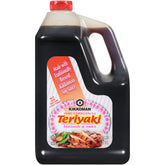 Kikkoman teriyaki botella frontal mostrando etiqueta y tamaño grande