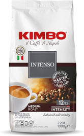 KIMBO Intenso paquete frontal 2.2 lb mostrando sello napolitano y beneficio frescura