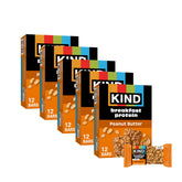KIND paquete frontal de Breakfast Protein Bars Peanut Butter mostrando 30 unidades y beneficio práctico