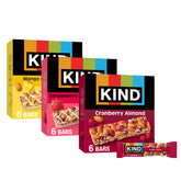 KIND pack frontal mostrando las 18 barras y variedad de sabores beneficioso para elegir