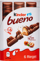 Kinder Bueno vista frontal de la caja, presentación ideal para regalar