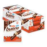 Kinder Bueno frontal del empaque mostrando caja de 8 paquetes beneficios práctico