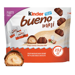 Kinder Bueno empaque frontal mostrando el tamaño del party pack y atractivo visual