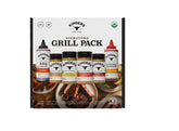 KINDER'S vista frontal del pack con salsas y condimentos, elección práctica para parrilla