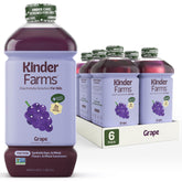 KinderFarms frasco frente mostrando etiqueta y tamaño práctico para llevar