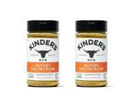 KINDER'S frasco frontal Buttery Poultry mostrando etiqueta y beneficio de sabor