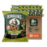 Kindling empaque frontal mostrando sabor pepinillo y eneldo, ideal para llevar