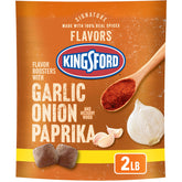 Kingsford envase frontal mostrando boosters y beneficio práctico