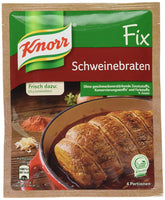 Knorr Fix Schweinebraten frente del empaque mostrando marca y uso práctico