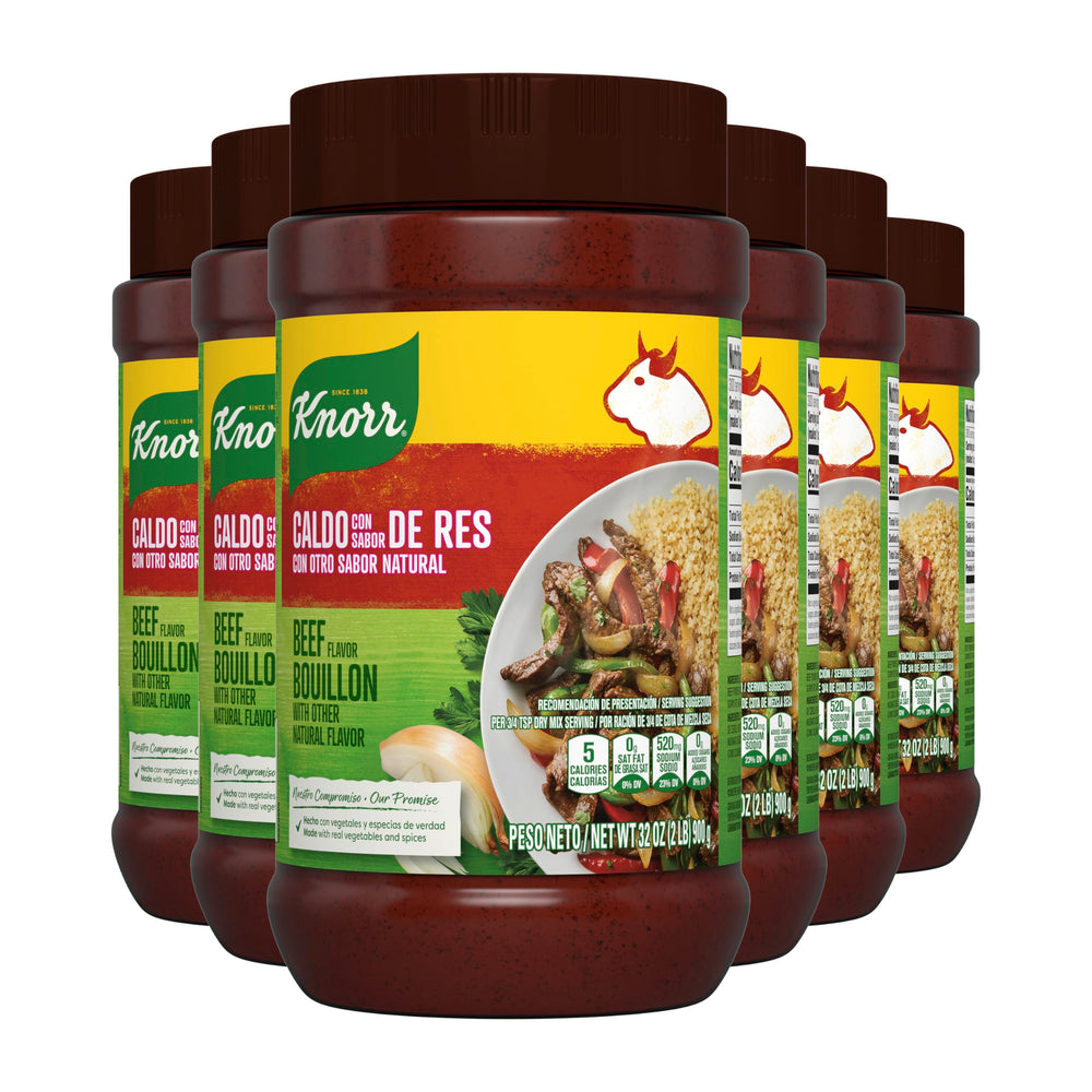 Knorr empaque frontal de caldo granulado res mostrando tamaño y marca para cocina eficiente