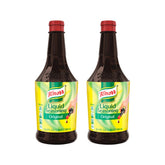 Knorr sazonador líquido frente mostrando botella y diseño, beneficio: fácil identificación