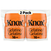 Knox frontal del envase mostrando diseño y cantidad, práctico para repostería
